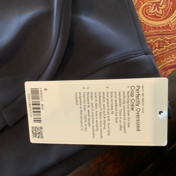 Lululemon Perfectly Oversized Cropped Crew Softstreme Black Size 4, NWT,HTF - Picture 3 of 4